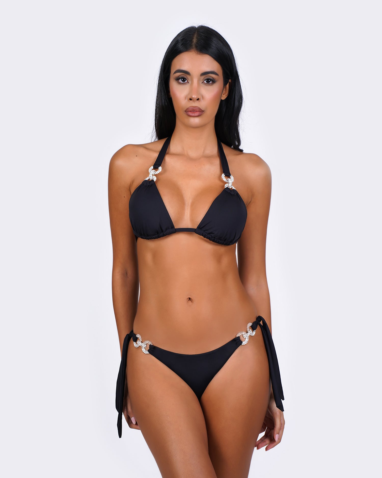 Leonie Black Crystal Bikini | Italian Luxury Swimwear